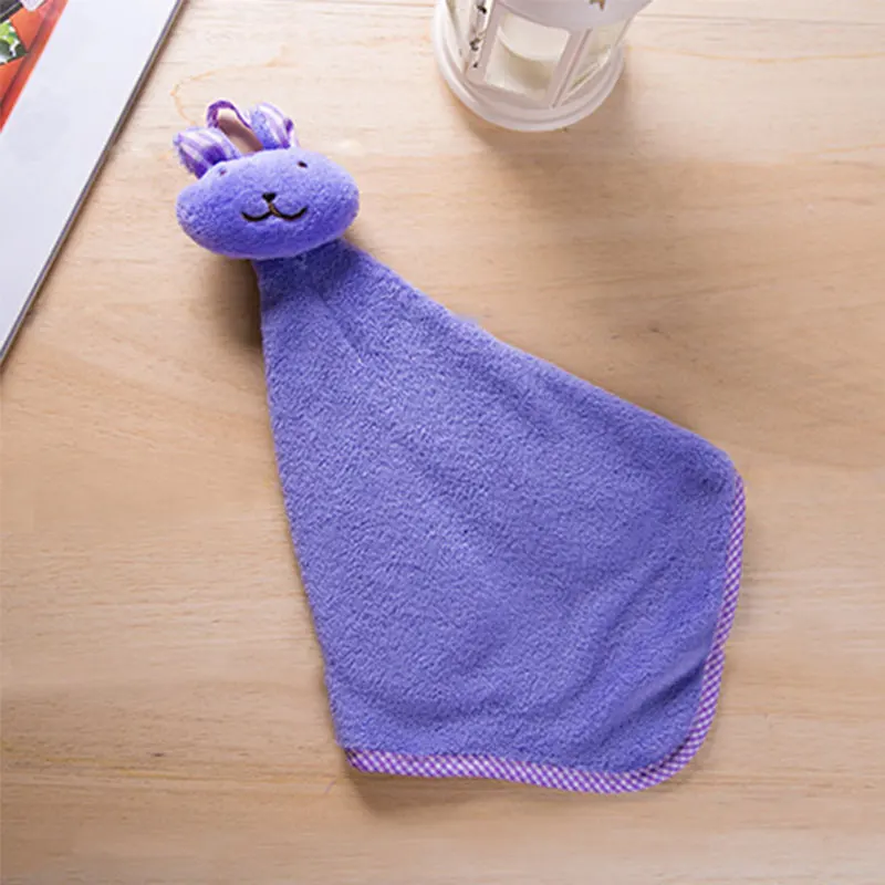 Милое детское полотенце для рук с животными, детское банное полотенце, мягкое плюшевое полотенце для малышей с мультяшным животным, детское полотенце для купания - Цвет: Purple rabbit
