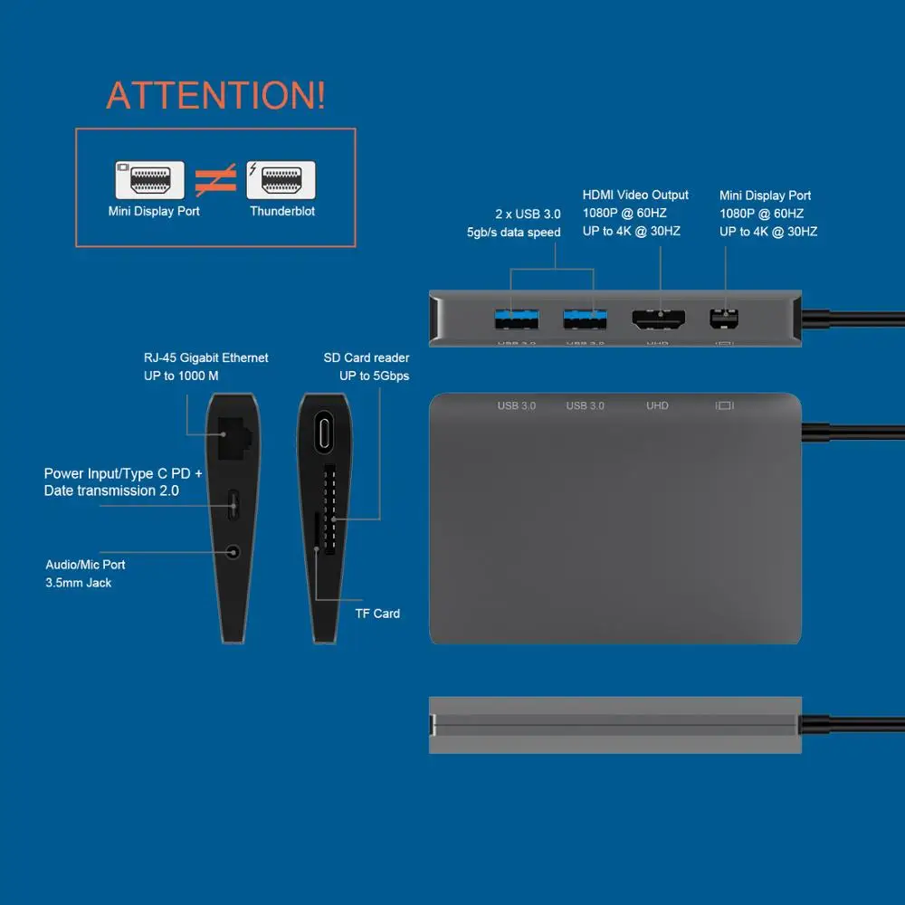 Многофункциональный USB концентратор Amkle 9 в 1 3 0 Type C 4K|video hub|hub hdmihdmi hub |