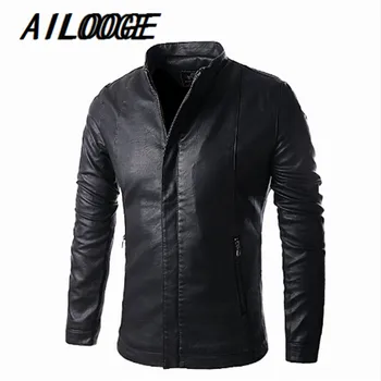 

High-grade leather men pu leather motorcycle jacket large size casual shirt