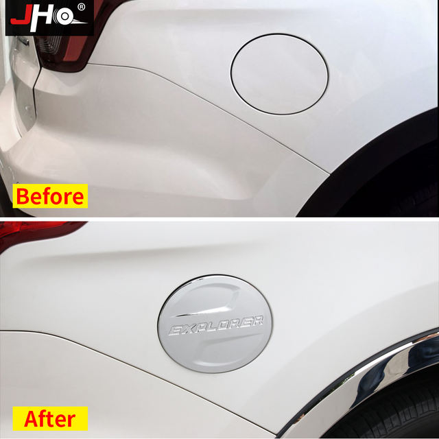 JHO ABS Chrome Fuel Tank Cover Oil Gas Cap Trim For NEW Ford Explorer 2011-2018 12 13 14 2015 2016 2017 Car Styling Accessories