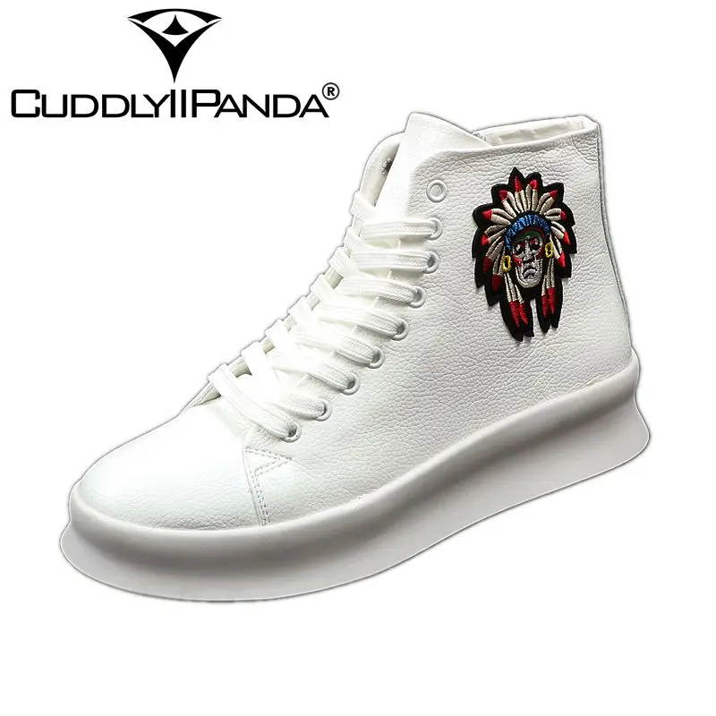 CUDDLYIIPANDA New Fashion High Top Casual Shoes for Men Spring Autumn Rivets Breathable Oxfords Zip Sneakers Zapatos Hombre
