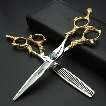 

High-grade Hair Scissors 6 Inch Sapphire Golden Dragon Home Professional Hair Scissors Japan Professional Hairdressing Scissors
