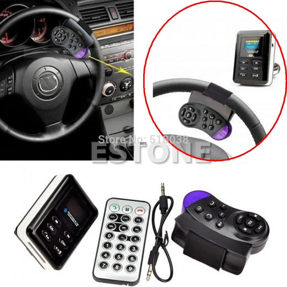

New 1 Set Bluetooth Auto Car Kit MP3 Player FM Transmitter Steering Wheel USB SD MMC Card Radio Player INY