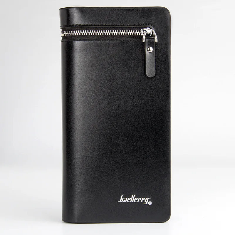 

Design Baellerry Men PU Leather Wallets Business Card Holder Coin Purse Men's Long Zipper Wallet Clutch Male Carteira Masculina