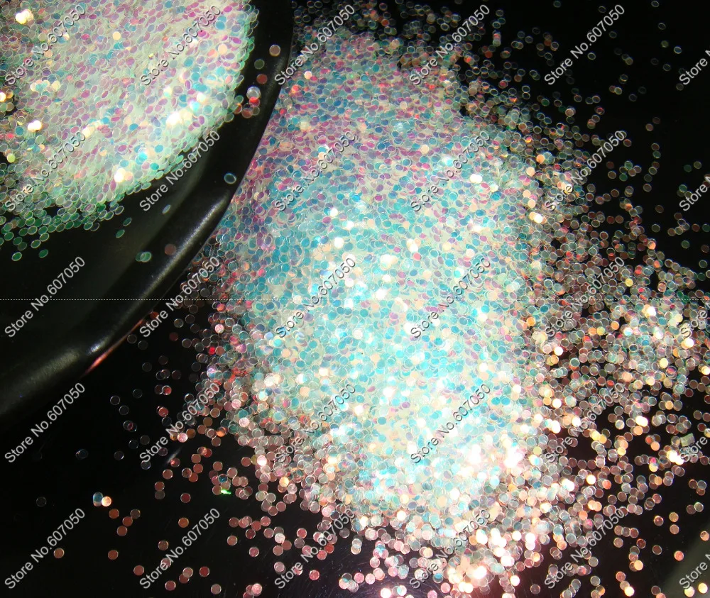 

1MM Iridescent White Color with Gold Light Glitter Round Dot Paillette Spangle Shapes for DIY Nail Art Glitter Craft Decoration