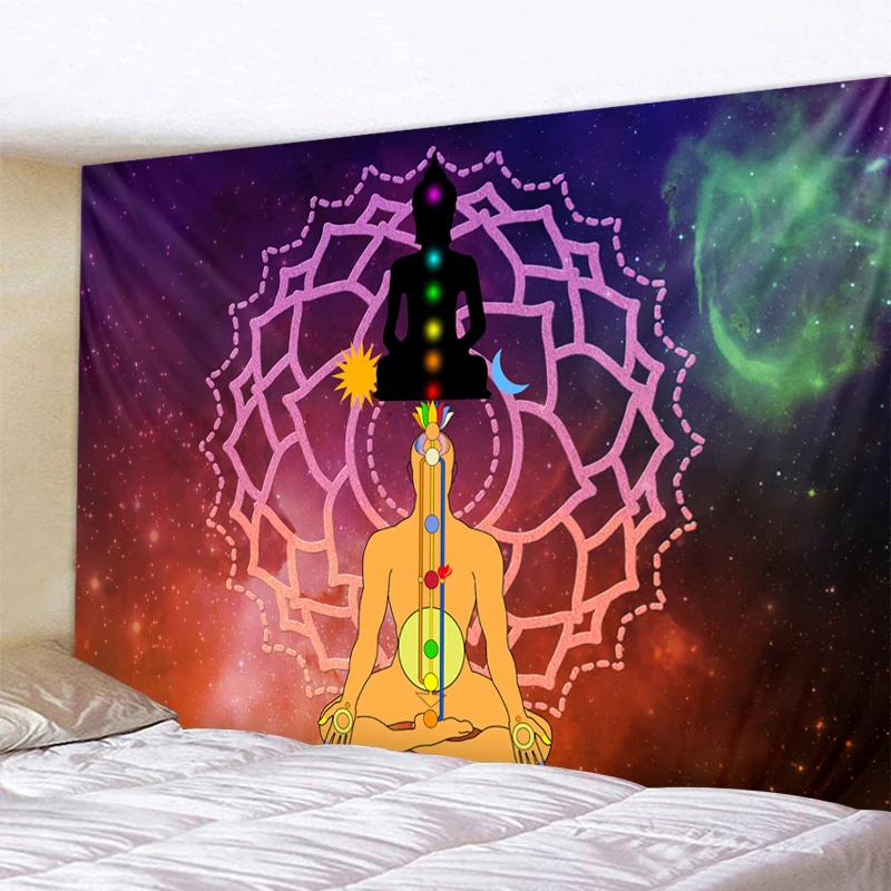 

Cosmic Interstellar Decor Psychedelic Tapestry Wall Hanging Indian Mandala Tapestry Hippie Yoga Chakra Tapestries Boho Wall Clot
