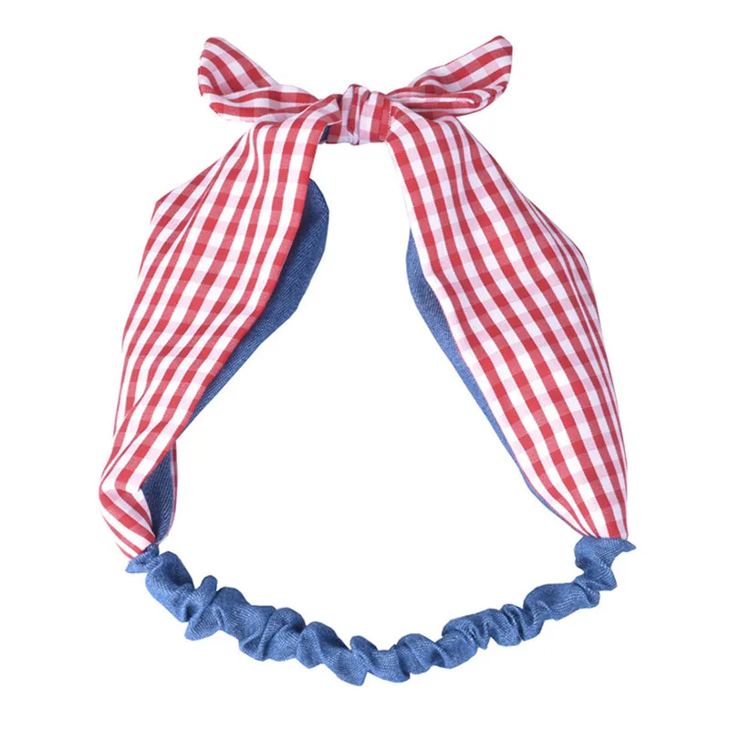 

Summer Korean Style Plaid Boho Twist Cross Knot Headband Rabbit Ears Turban Hair Bands for Women Hair Accessories Headwrap Band