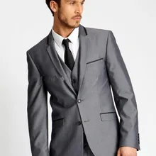 Горячая Распродажа мужские костюмы bespoke Classic Terno Slim серые мужские свадебные костюмы для жениха смокинги Terno мужская куртка+ брюки+ жилет+ галстук две кнопки