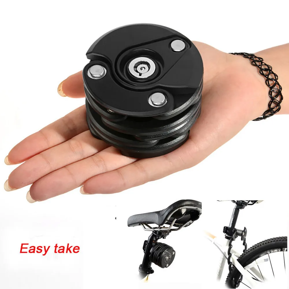 

1set Anti Theft Bike Lock safety durable Chain Lock black Anti Theft Bike Locks Chain Foldable Hamburger Lock accessories