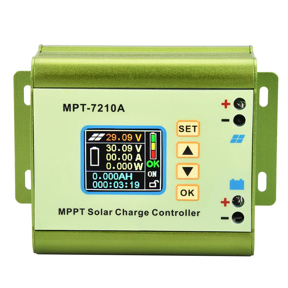 MPT 7210A Контроллер заряда панели солнечных батарей с ЖК дисплеем из алюминиевого