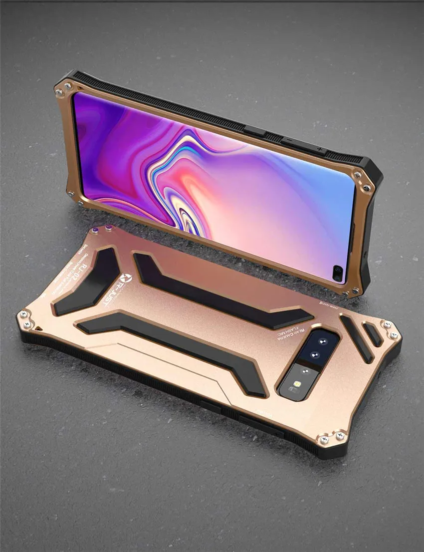 For Samsung Galaxy S10 S10 Plus Case R-JUST Gundam Armor Life Waterproof shockproof Aluminum Metal Cover Case for Galaxy s10+ (16)