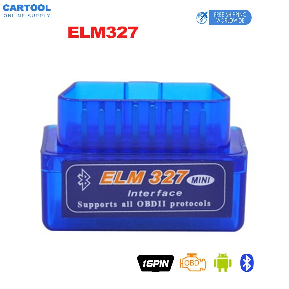  Mini Blue ELM327 Bluetooth Car Diagnostic Interface 16Pin OBD2 V2.1 ELM 327 Wireless Adapter Scanner OBD2 Auto Diagnostic-Tool 