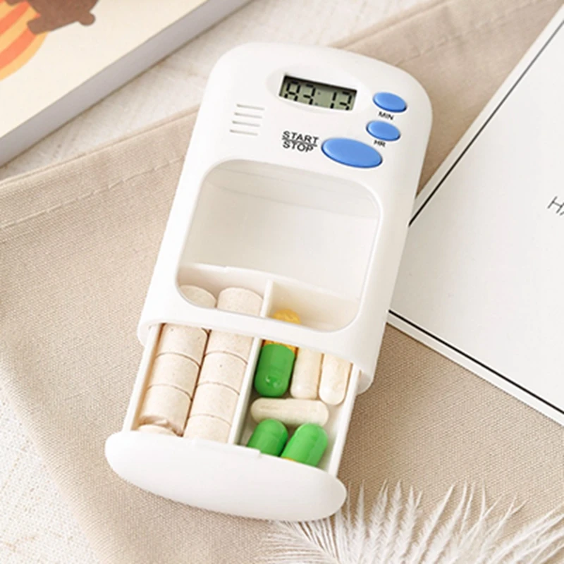 1pcs Mini Digital Pill Box Container Pill Timer Alarm Clock Pill Storage Organizer medicine box