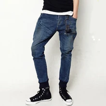 2016 Sale Mid Casual Jeans Homme New Spring Korean Stretch Hip Hop Baggy Jeans Denim Trousers Retro Loose Big Pockets Men Jeans