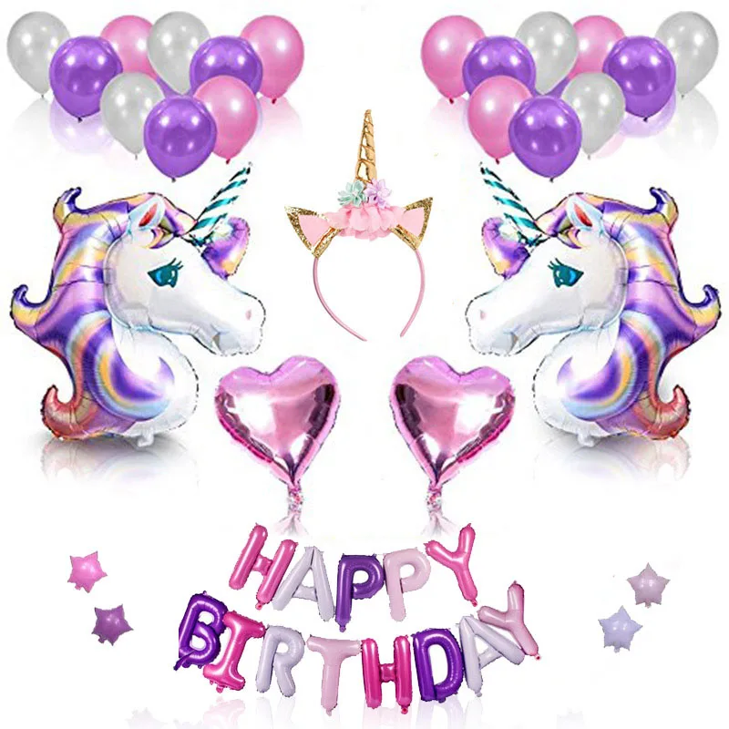 Единорог День Рождения Шар Розовый Фиолетовый шары с днем рождения воздушные шары поставки набор воздушные шары с сердцем шар надувной Единорог - Цвет: Style 7