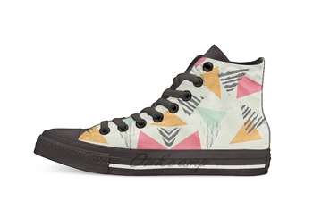 

Geometric Mint Pattern Design 015 Design breathable Casual High Top lace-up Canvas shoes sneakers For Drop shipping