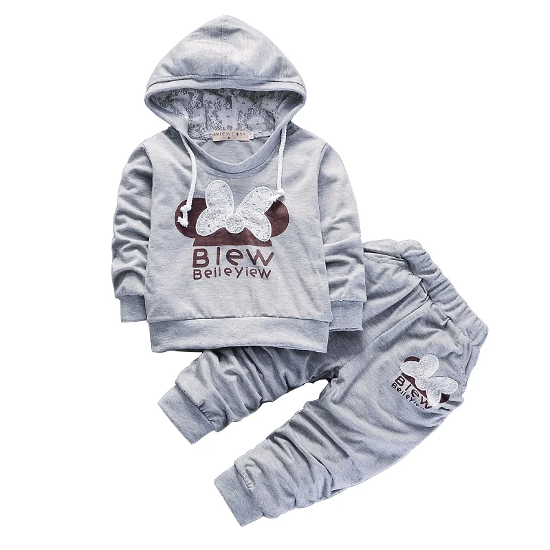 LNGRY Newborn Infant Baby Floral Stripe Hoodie Tops+Pants Outfits Clothes