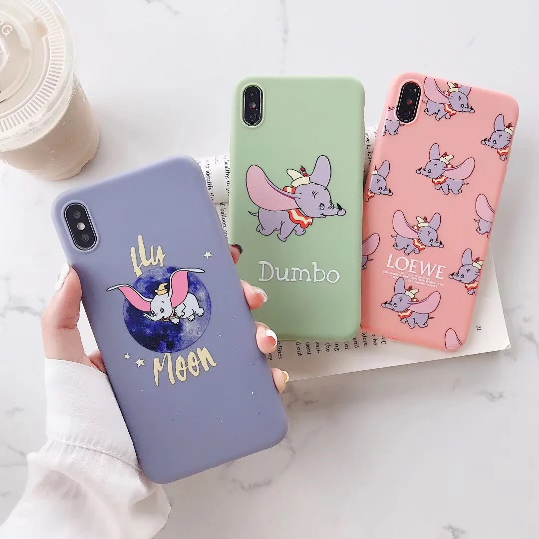 

Couple Cartoon Dumbo phone case For iphone X XS MAX XR 7 8 6 S Plus Lovely Fun Funny Elephant Candy Soft TPU Back cover