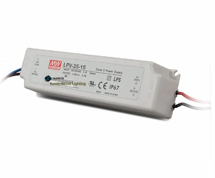 100-240Vac к 15VDC, 35 Вт, 15V2. 4A IP67 источника питания, UL, LP светодио дный свет, светодио дный вывески водонепроницаемый водитель, LPV-35-15