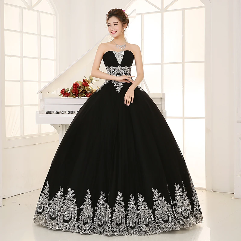 black and silver ball gown