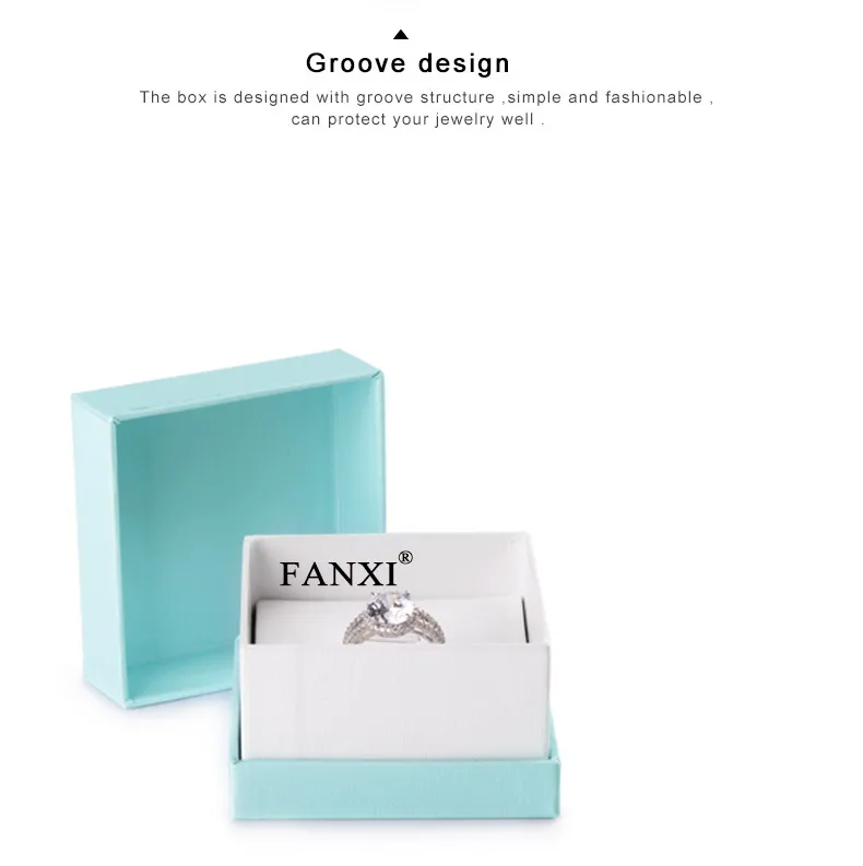 FANXI небесно-голубая бумага с имитацией кожи Ювелирная Подарочная коробка для упаковки ювелирных изделий Кольцо Браслет ожерелье цепи Органайзер коробка витрина