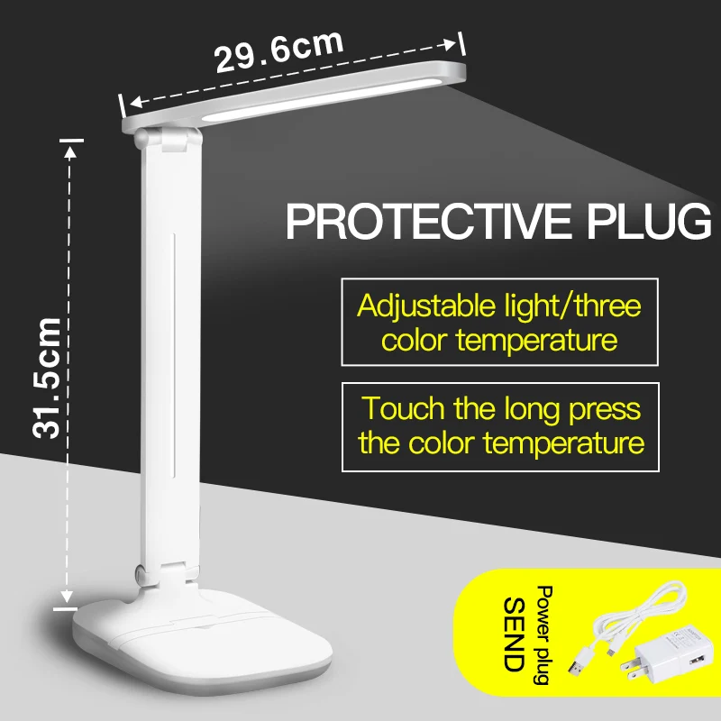 Креативный складной светодиодный Настольный светильник с регулируемым теплым цветом, светильник с защитой глаз - Цвет корпуса: Белый