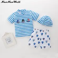 Фирменная Новинка Обувь для мальчиков Купальники для малышек комплект из 3 предметов летняя Плавание Костюм спортивный Купальник пляжные Купальники для малышек для Обувь для мальчиков от 0 до 36 месяцев шляпа+ костюм+ Мужские Шорты для купания bathsuits