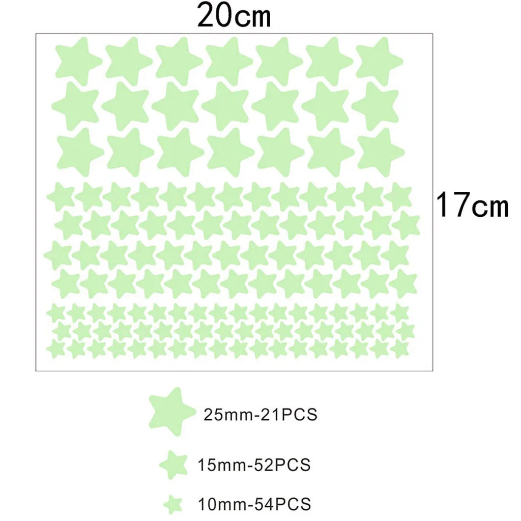 125 шт 3D Звезда светится в темноте светящиеся настенные наклейки флуоресцентные настенные наклейки для детей Детская комната Спальня Декор для потолка#5