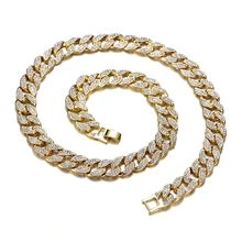 Miami Curb Cuban Chain Necklace For Men Gold Silver Hip Hop Iced Out Paved Rhinestones CZ Rapper Necklace Jewelry Miami Curb Cuban Chain Necklace For Men Gold Silver Hip Hop Iced Out Paved Rhinestones CZ Rapper Necklace Jewelry