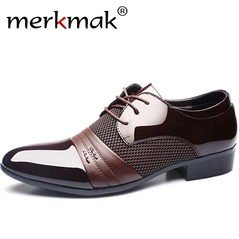 Online Merkmak Uomo Scarpe In Pelle Oxford di Cuoio DELL UNITÀ di elaborazione degli uomini Pattini di Vestito di Affari Scarpe Basse degli uomini Respirabili di Scarpe Da Banchetto di Nozze 48