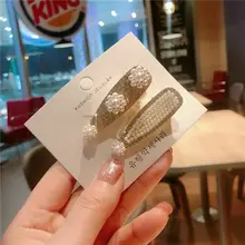 Модные металлические цветы Imitiation шпильки с жемчугом Полые Кристалл в виде капли воды зажимы для Для женщин аксессуары для волос Новое поступление