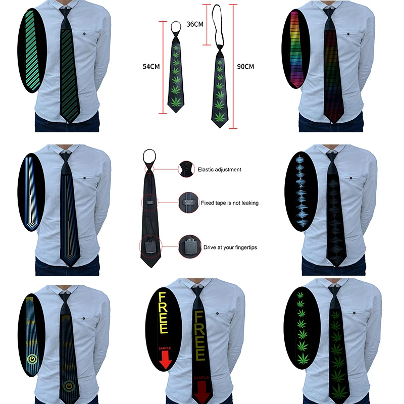 

Glowing Dance Carnival Party Voice Control Glow Props Festival Party EL Tie Sound Activated LED Tie Flashing Necktie