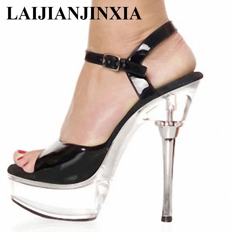 

LAIJIANJINXIA Transparent Platform Shoes Sexy Dance Shoes 14 CM High Heels Sandals Night Club Women Pole Dancing Shoes M-020