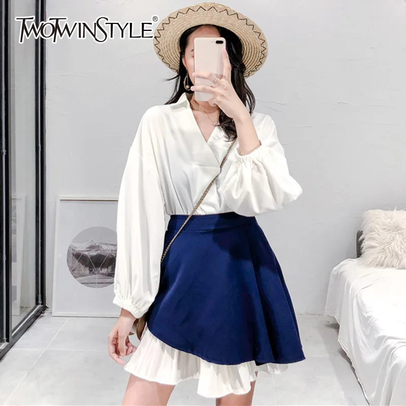 TWOTWINSTYLE платье рубашка с мини юбка комплекты из двух предметов Для женщин Фонари