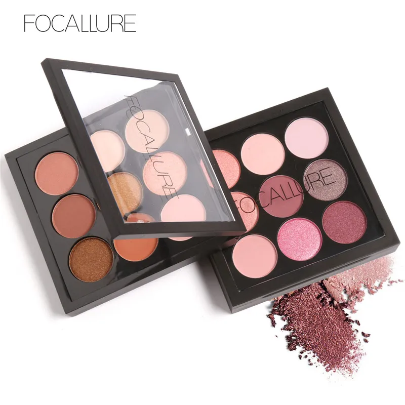 FOCALLURE 9 ألوان الأرض لهجة لامع ماتي صبغات بريق عينيه لوحة الفنان الظل لوحة ماكياج المعدنية ظلال العيون