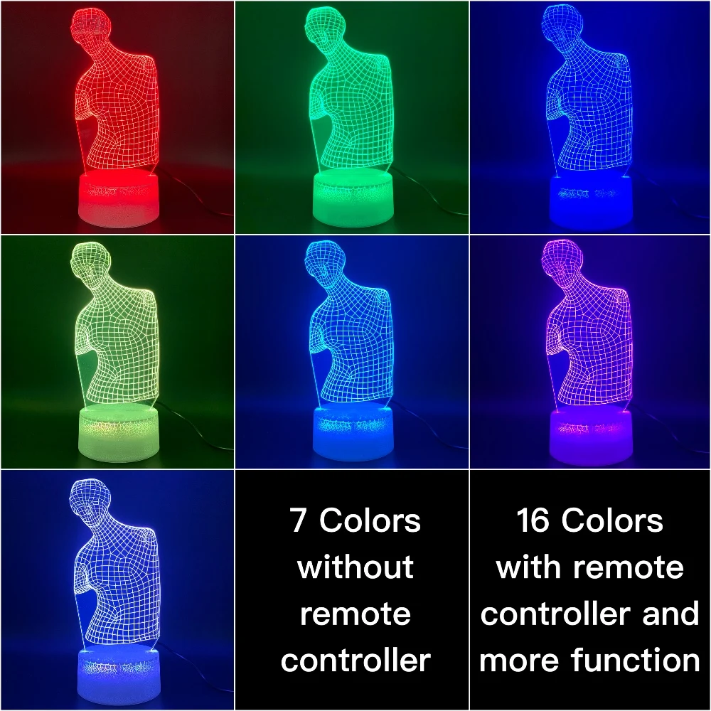Led Night Light Venus De Milo Lampara Home Decor Figurine 3d Lamp Bright Base Birthday Gift for Kids Child Baby Novelty Light