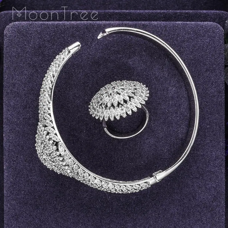 MoonTree модный роскошный супер блестящий AAA фианит серебряный цвет медный женский