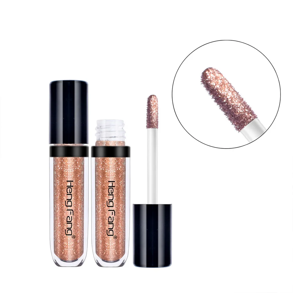 hengfang6pcs/set Liquid Eyeshadow Easy Dye Glittering Women Waterproof Eyeshadow Smooth Brush Girl Makeup Supplies