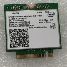 SSEA Новинка для Intel Tri-Band wireless-AC 17265 802.11ad 802.11agn/ac 4,7 Гбит/с 867 Мбит/с NGFF M2 2,4 г/5 ГГц bluetooth 4,0 карта