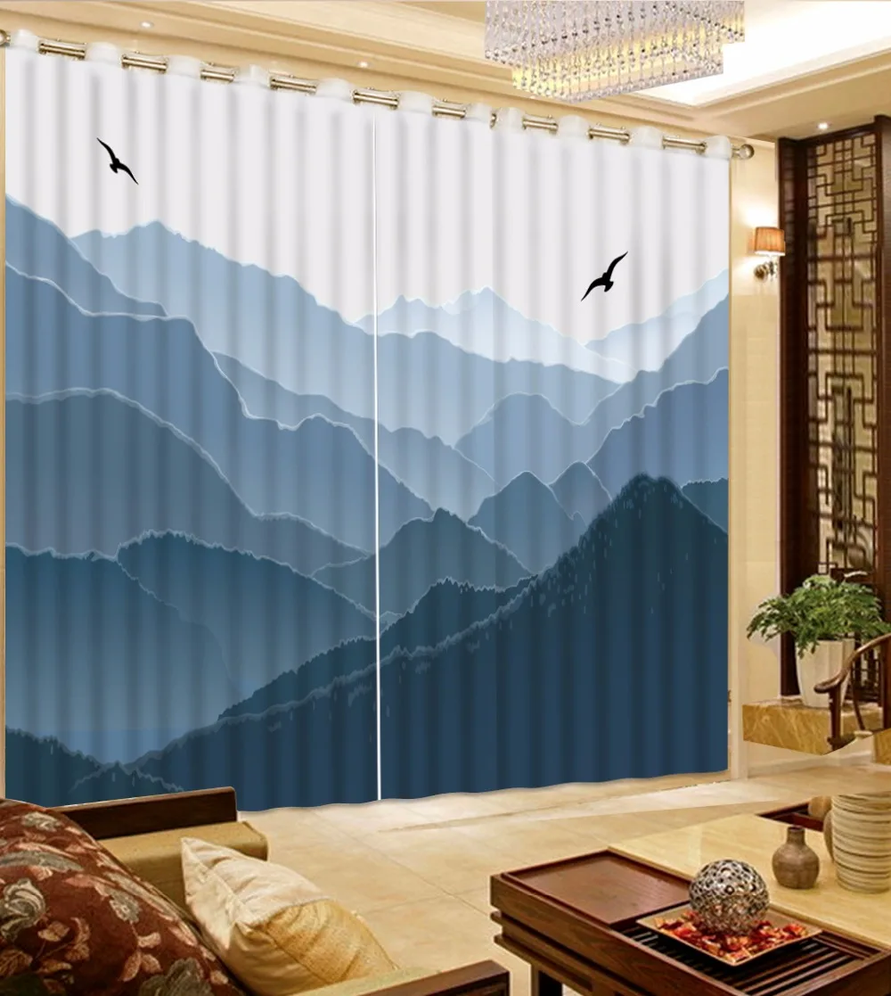 Custom Photo Curtain fantasy mountain Window Curtains For Bedroom