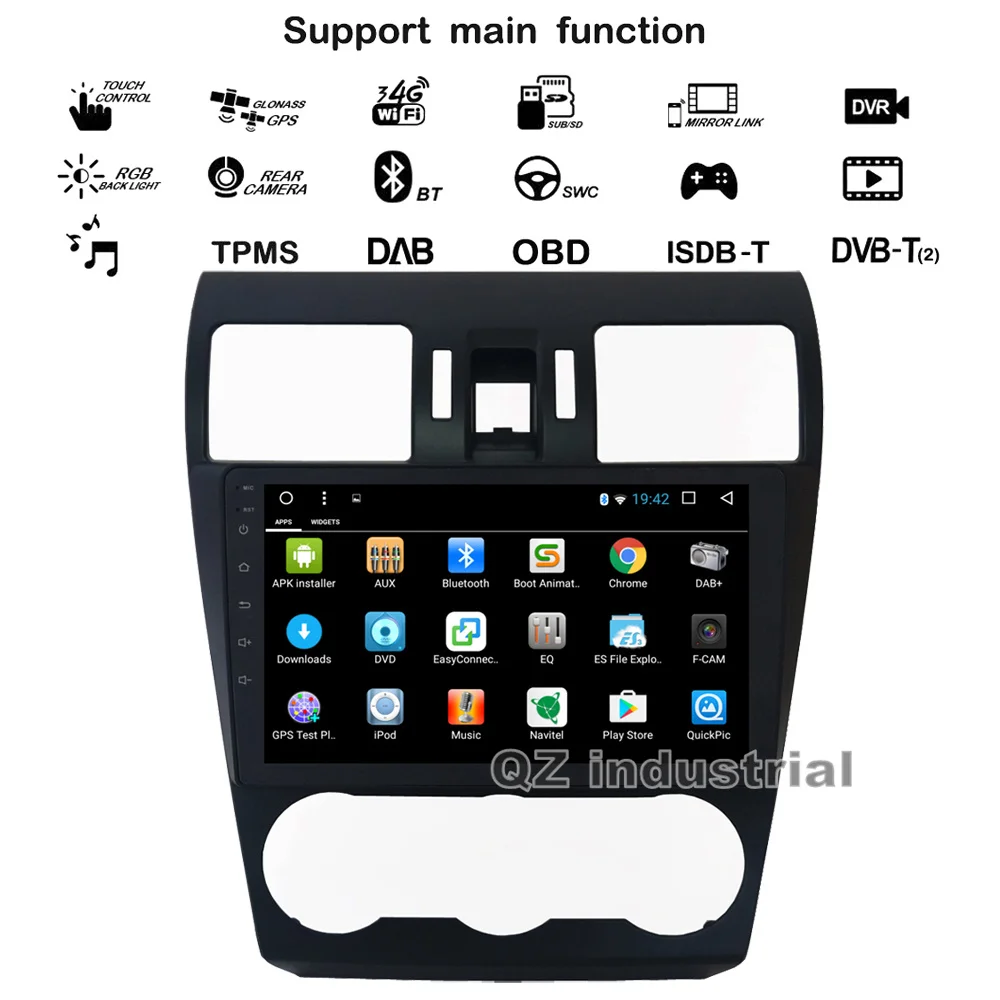 Clearance QZ Industrial HD 9inch Android 8.1 T3 Car DVD Player for Subaru WRX Forester 2014-2016 with GPS 3G 4G Radio Navi BT WIFI RDS Map 1