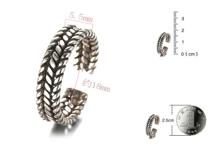 Винтажные 925 пробы-серебряные-ювелирные изделия Три Jomon открытие черные тайские серебряные старое серебряное кольцо Мужчины Женщины Анель 18 мм S-R07