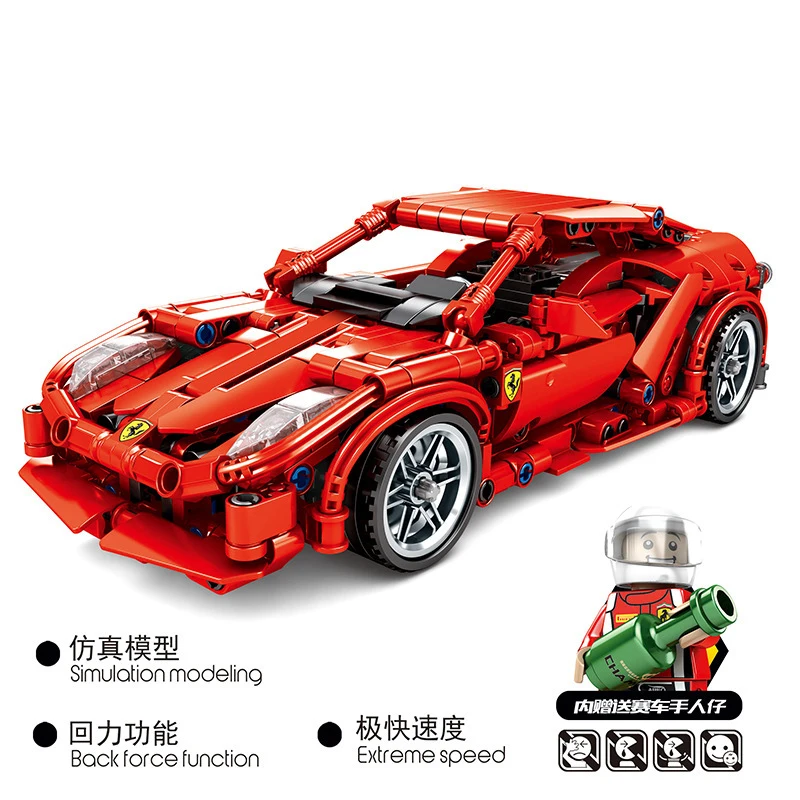 

603pcs Children's building blocks toy Compatible Legoings city red Super Racing car Rally car figures Bricks boy birthday gifts
