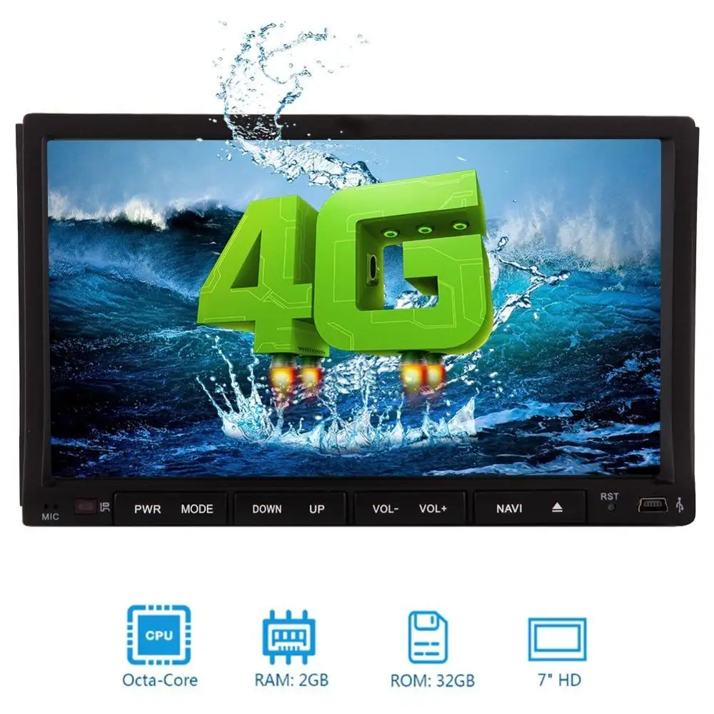 Car Stereo Octa-core 7" Android 7.1 Double Din In Dash Radio Video Bluetooth Wifi Mirrorlink GPS Navigation System+4G dongle |