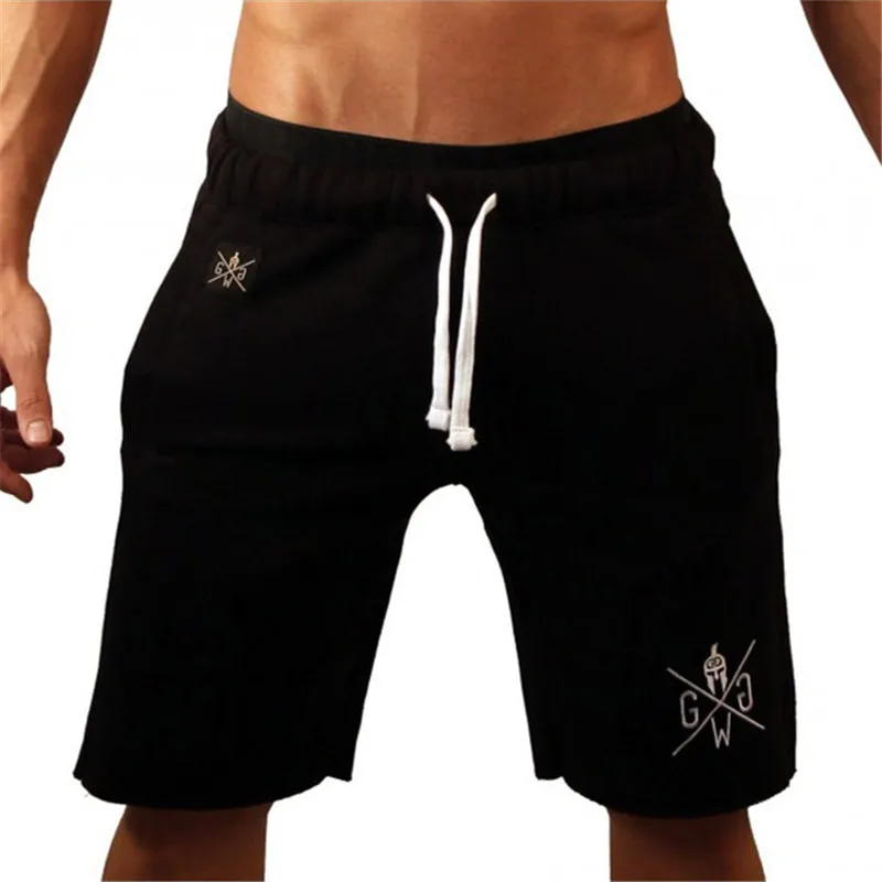 Новинка, летняя брендовая одежда с черепом, хлопковые спортивные шорты до колен, мужские спортивные футболки для фитнеса - Color: black2