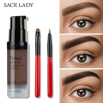 

SACE LADY 6 Colors Henna Eyebrow Gel Waterproof Tint Brown Enhancer Eye Brow Dye Cream Makeup Brush Set Make Up Paint Cosmetic