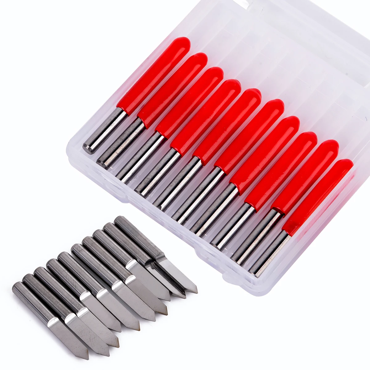 10pcs Solid Carbide PCB Engraving Bits V-shape 60 Degree 0.1mm CNC Router Tool with High Hardness
