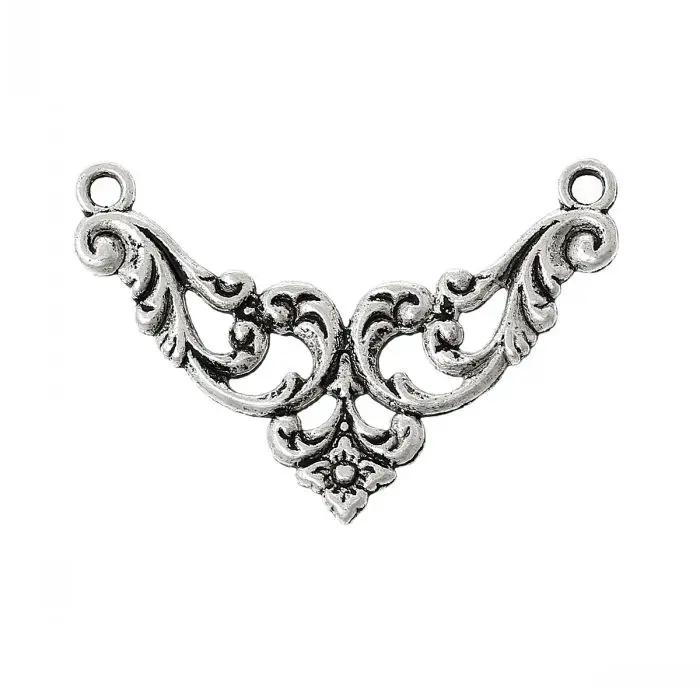 

DoreenBeads Connectors Findings Triangle antique silver color Hollow Pattern 3.8cm x 27.0mm,50 PCs