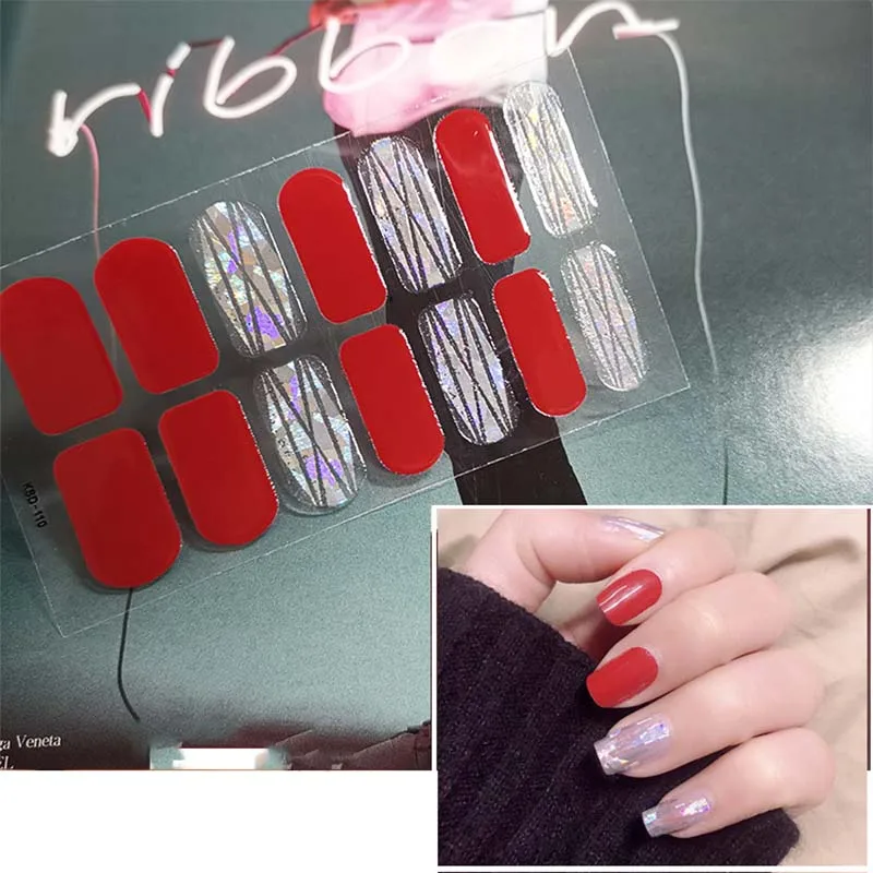 

1pcs Colorful Shinny Full Nail Art Tips DIY Adhesive Wraps Waterproof Nail Stickers Decorations Manicure Drop Shipping D46