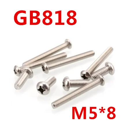 

Free Shipping 50pcs/Lot GB818 M5x8 mm M5*8 mm Phillips Cross recessed pan head Screw 304 Stainless Steel